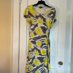 Lafayette 148 Floral Yellow and Gray Spring Dress